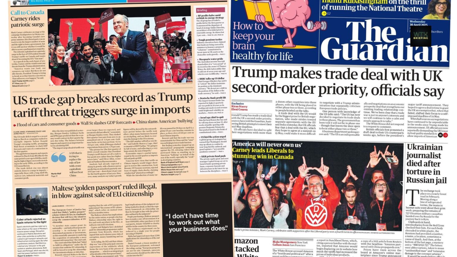 UK-US trade deal is a secondary priority – Carney rides patriotic surge – Trump attacks Amazon | Paper Talk