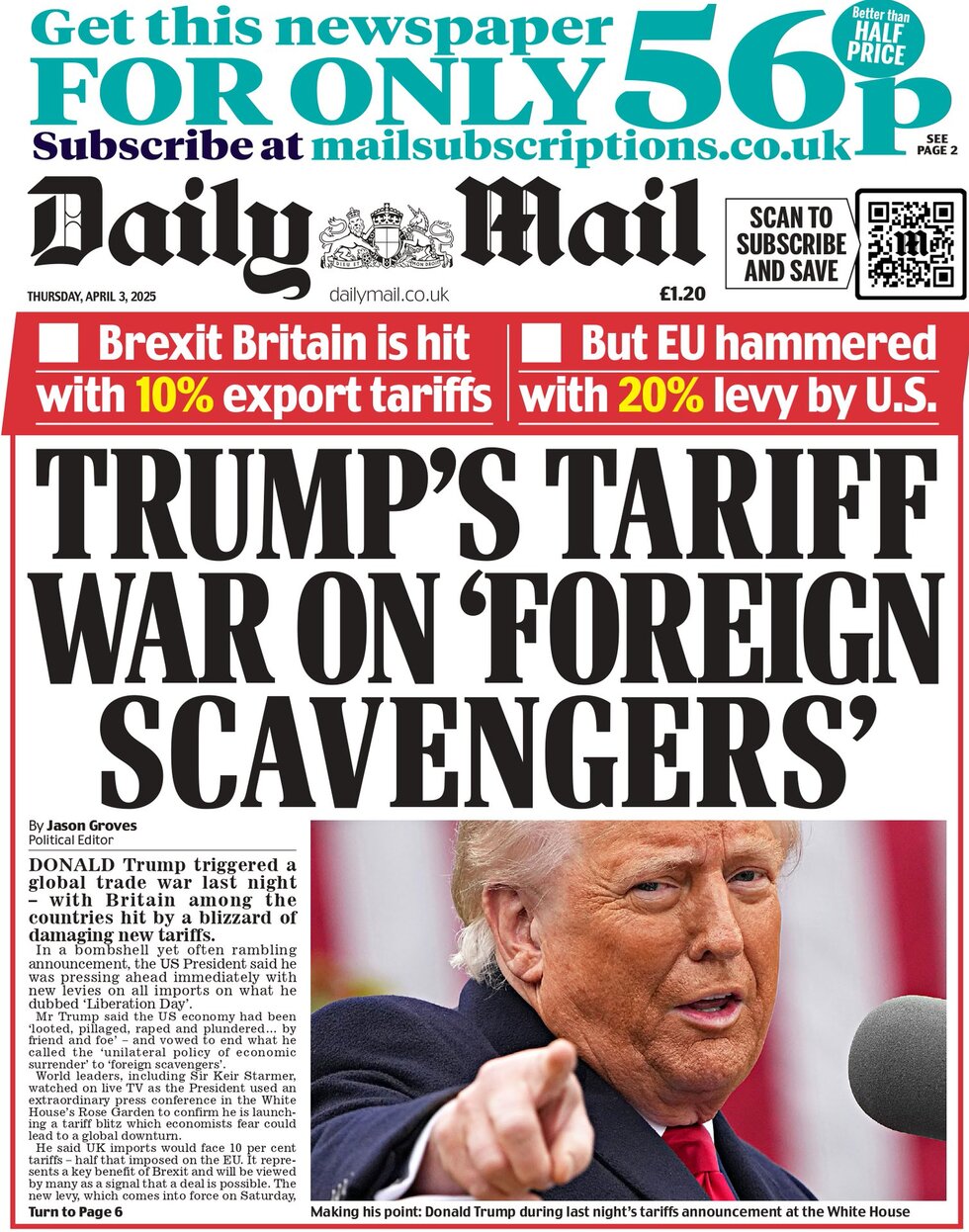Trump's tariff war on foreign scavengers