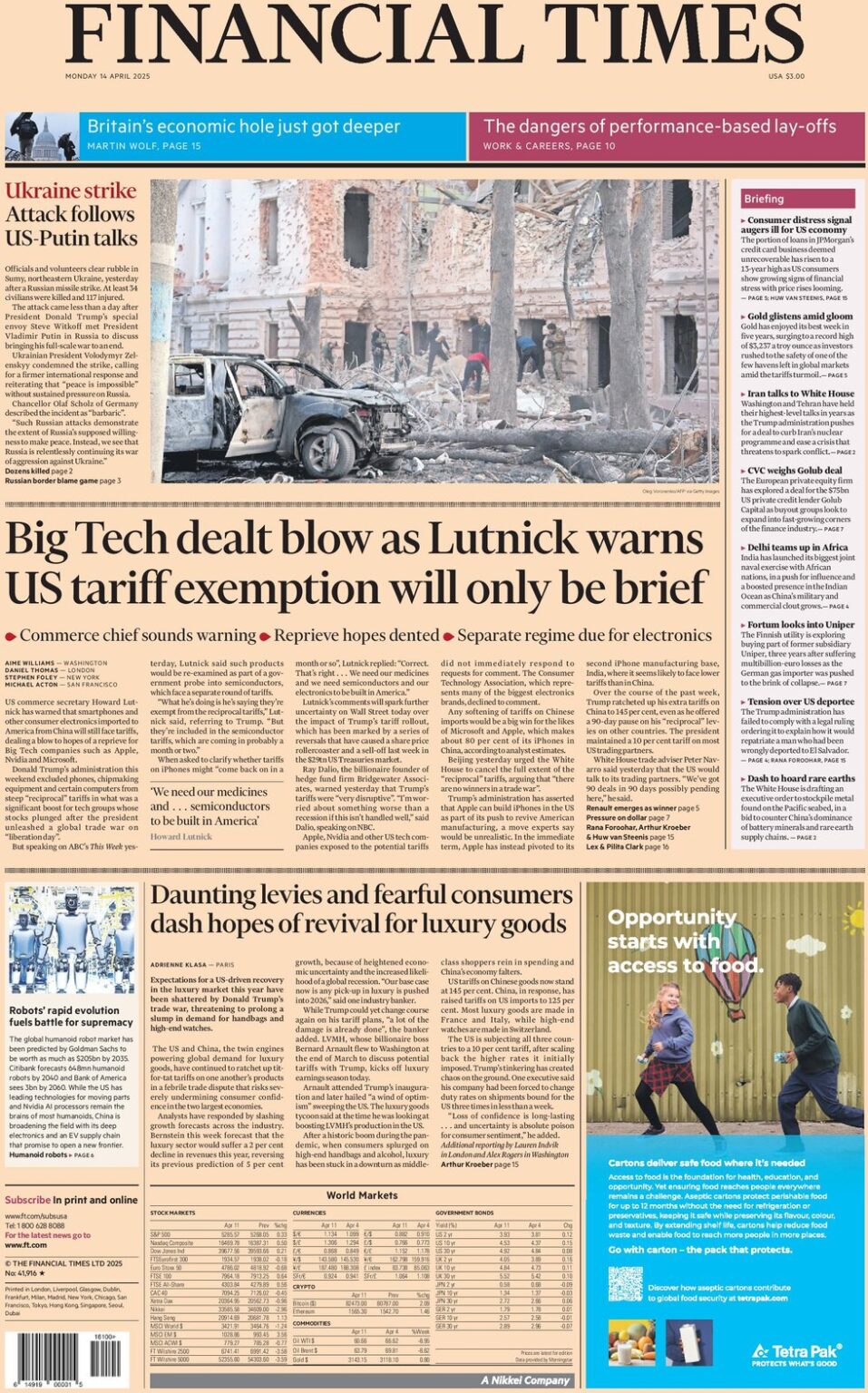 Big Tech dealt blow as Lutnick warns US tariff exemption will only be brief