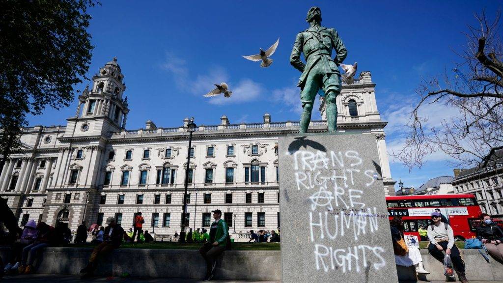 Thousands of trans rights activists gather in London after Supreme Court ruling on definition of a woman