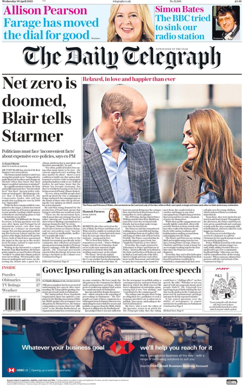 Net zero is doomed Blair tells Starmer