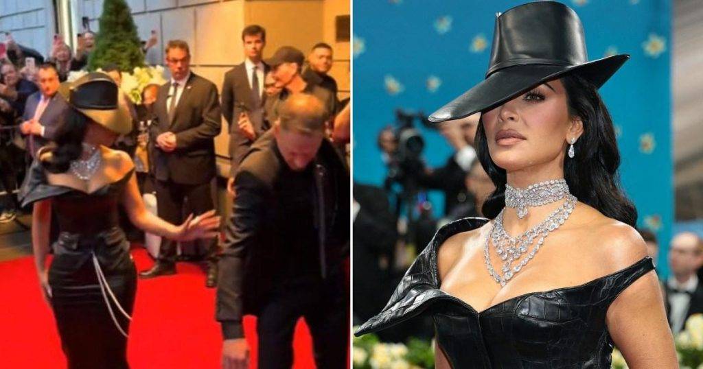 Kim Kardashian shoots security guard fiery glare as he steps on her Met Gala dress