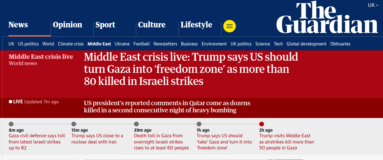 Trump says US should turn Gaza into ‘freedom zone’ as more than 80 killed in Israeli strikes