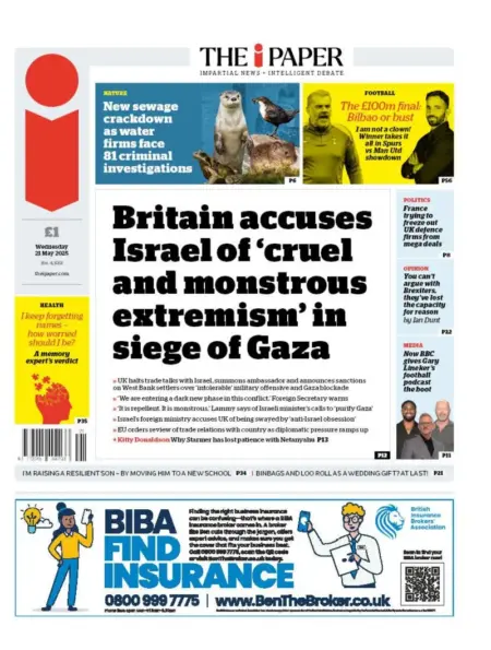 Britain accuses Israel of ‘cruel and monstrous extremism’ in siege of Gaza