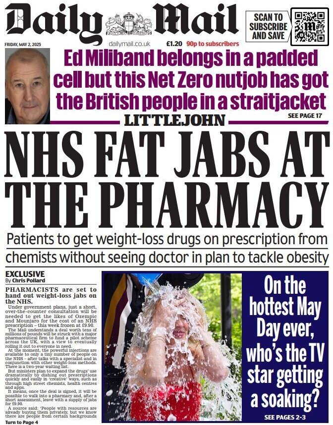 NHS considering weight loss jabs over the counter | Paper Talk 1 - WTX News Breaking News, fashion & Culture from around the World - Daily News Briefings -Finance, Business, Politics & Sports News daily mail 071812965 - WTX News Breaking News, fashion & Culture from around the World - Daily News Briefings -Finance, Business, Politics & Sports News