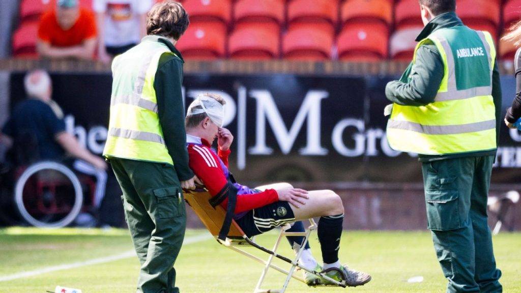 Aberdeen’s Jack MacKenzie hit by seat from own fans after Dundee defeat
