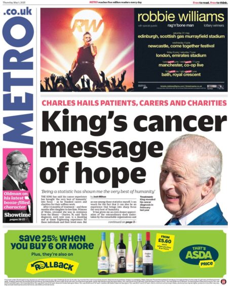 King’s cancer message of hope