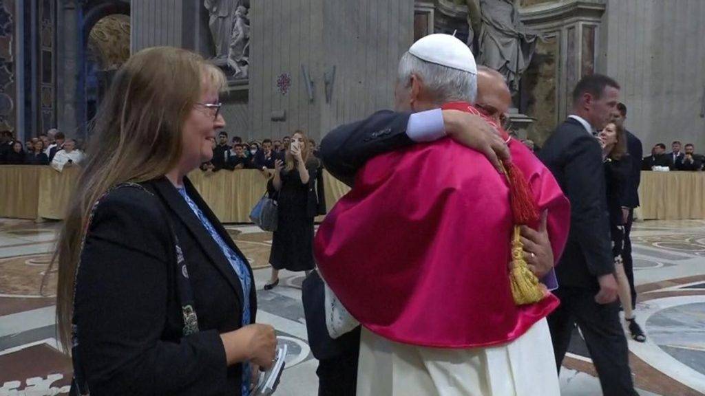 A hug from the Pope’s brother underlined just how much Leo’s life has changed