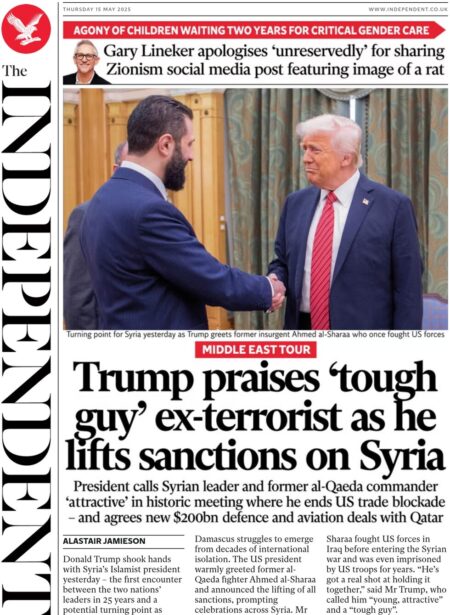 Trump praises tough guy ex-terrorist as he lifts sanctions on Syria