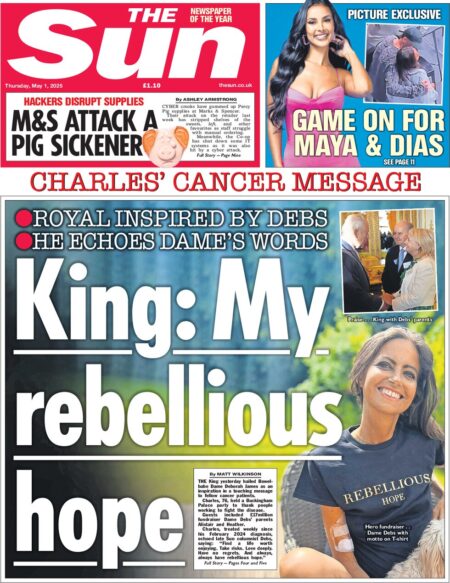 Charles’ cancer message – King: My rebellious hope