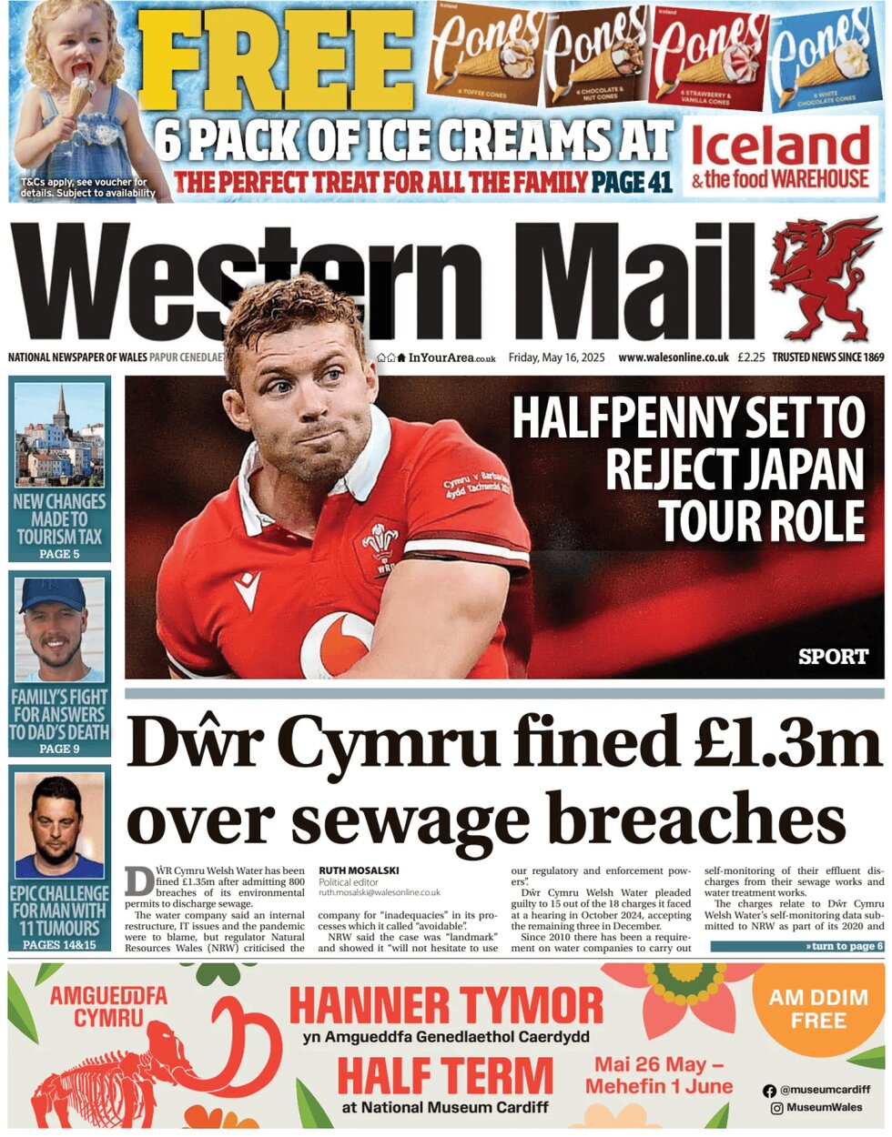 Daily Mirror - Hospital trek scandal 2 - WTX News Breaking News, fashion & Culture from around the World - Daily News Briefings -Finance, Business, Politics & Sports News Dwr Cymru fined £1.3m over sewage breaches