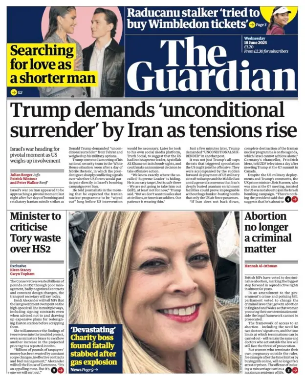 Trump demands ‘unconditional surrender' by Iran as tensions rise