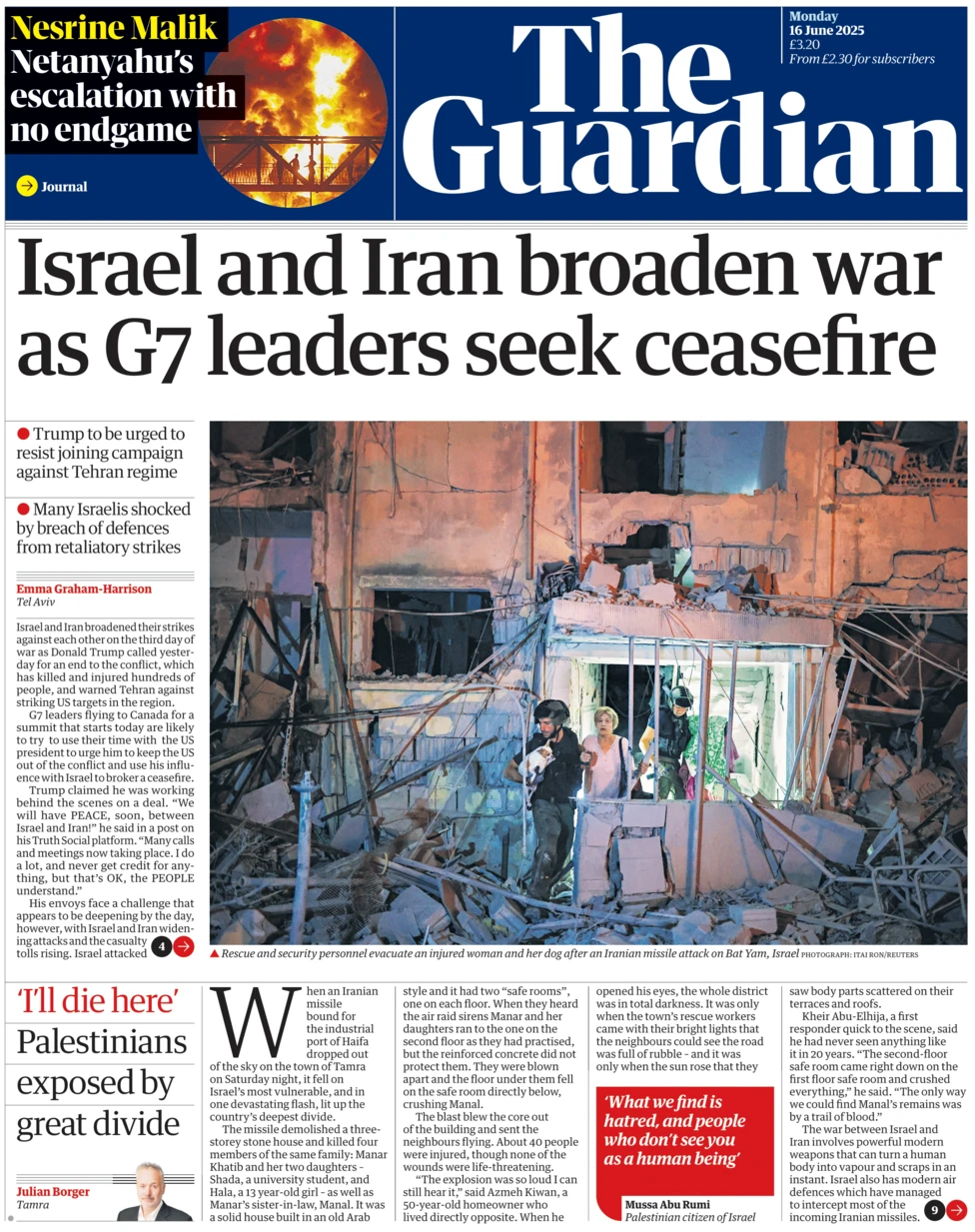 Israel and Iran broaden war as G7 leaders seek ceasefire