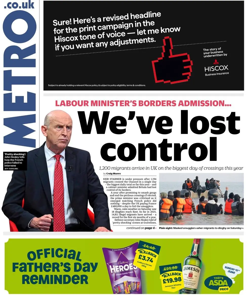 LABOUR MINISTER'S BORDERS ADMISSION… “We've lost control”
