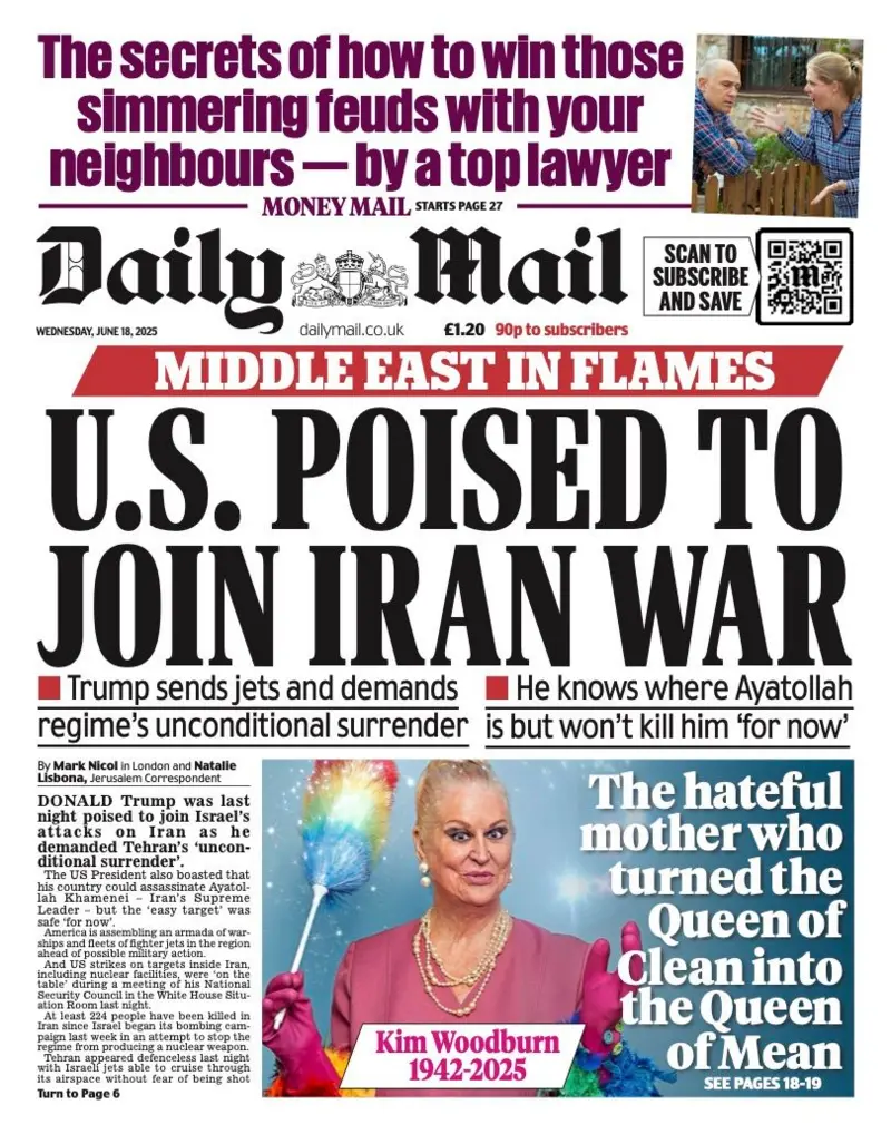 U.S. POISED TO JOIN IRAN WAR