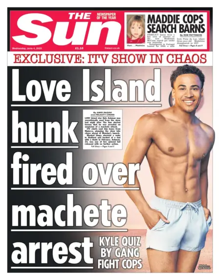 Love Island hunk fired over machete arrest