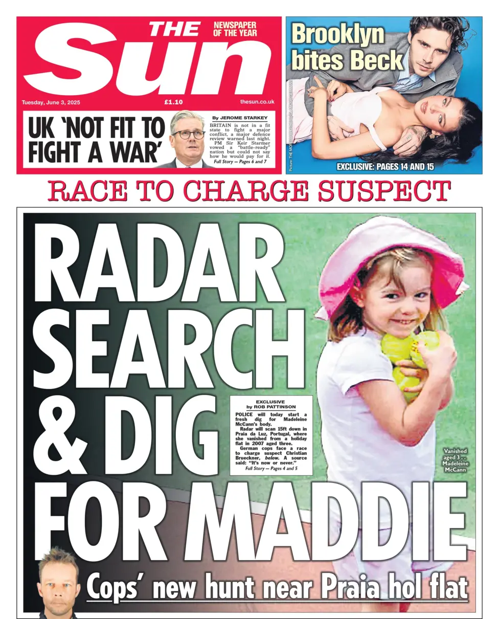 RACE TO CHARGE SUSPECT: RADAR SEARCH & DIG FOR MADDIE Madeleine McCann: Cops' new hunt near Praia hol flat
