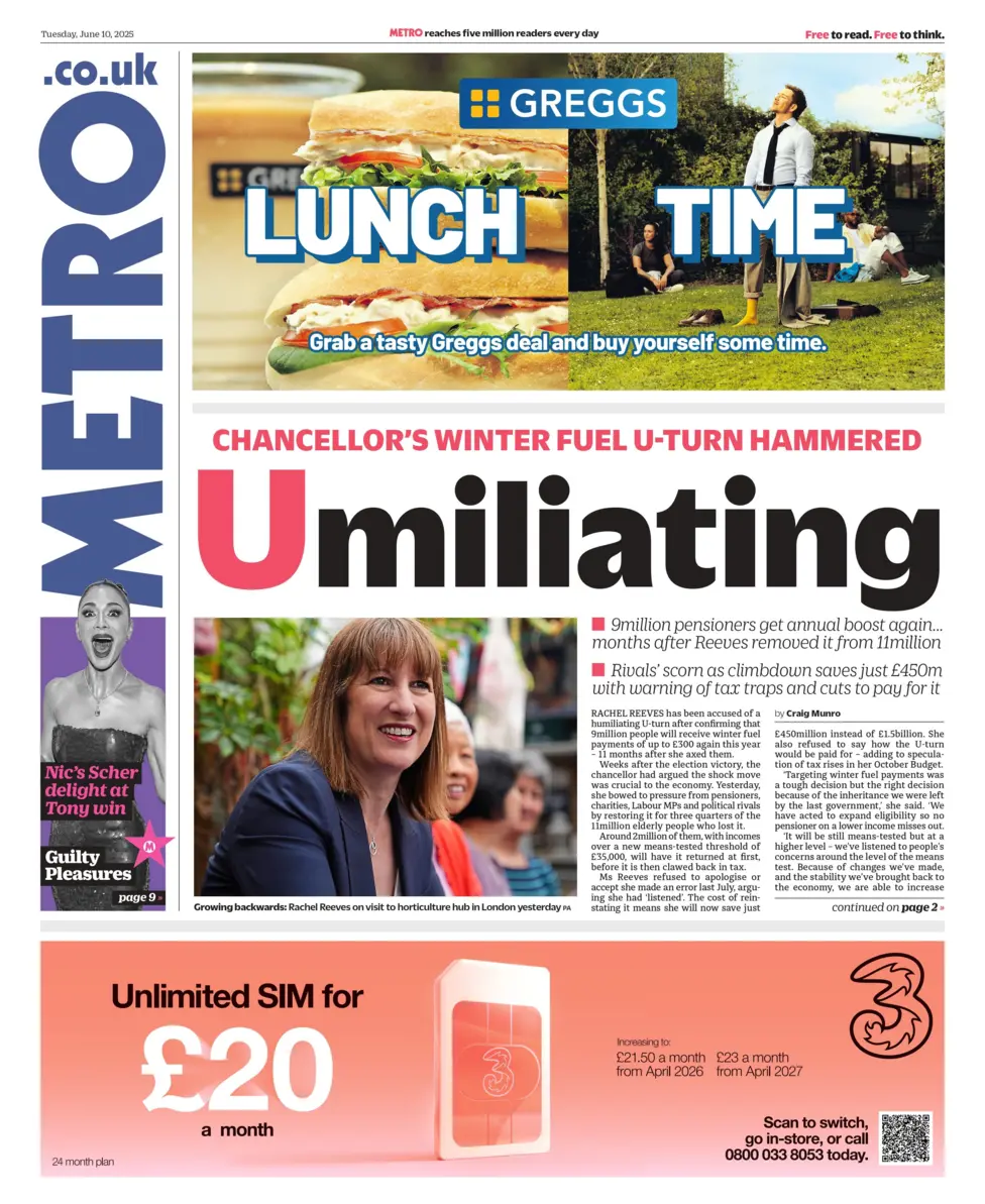CHANCELLOR'S WINTER FUEL U-TURN HAMMERED: Umiliating
