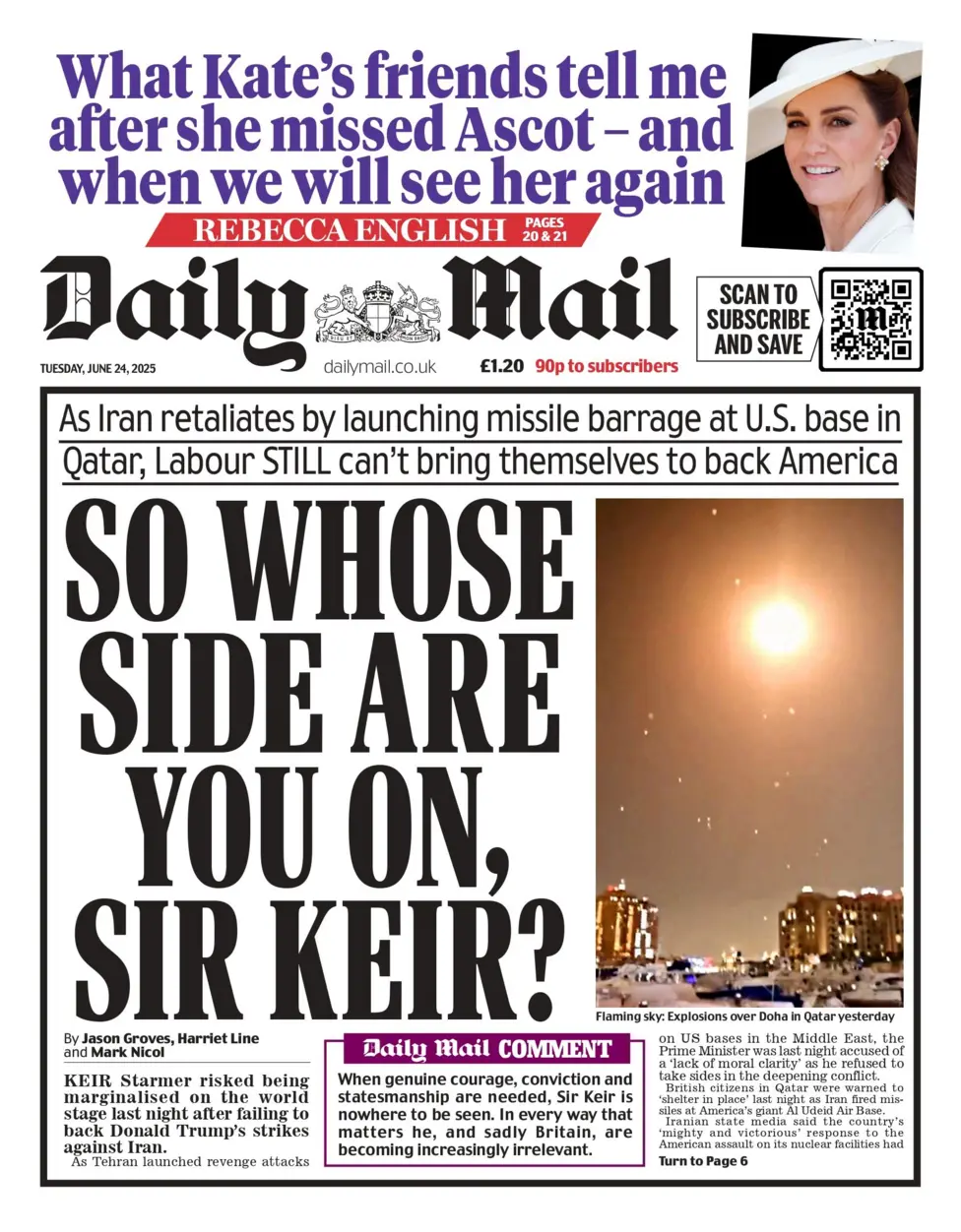 so whose side are you on sir keir asks the front page of the daily mail