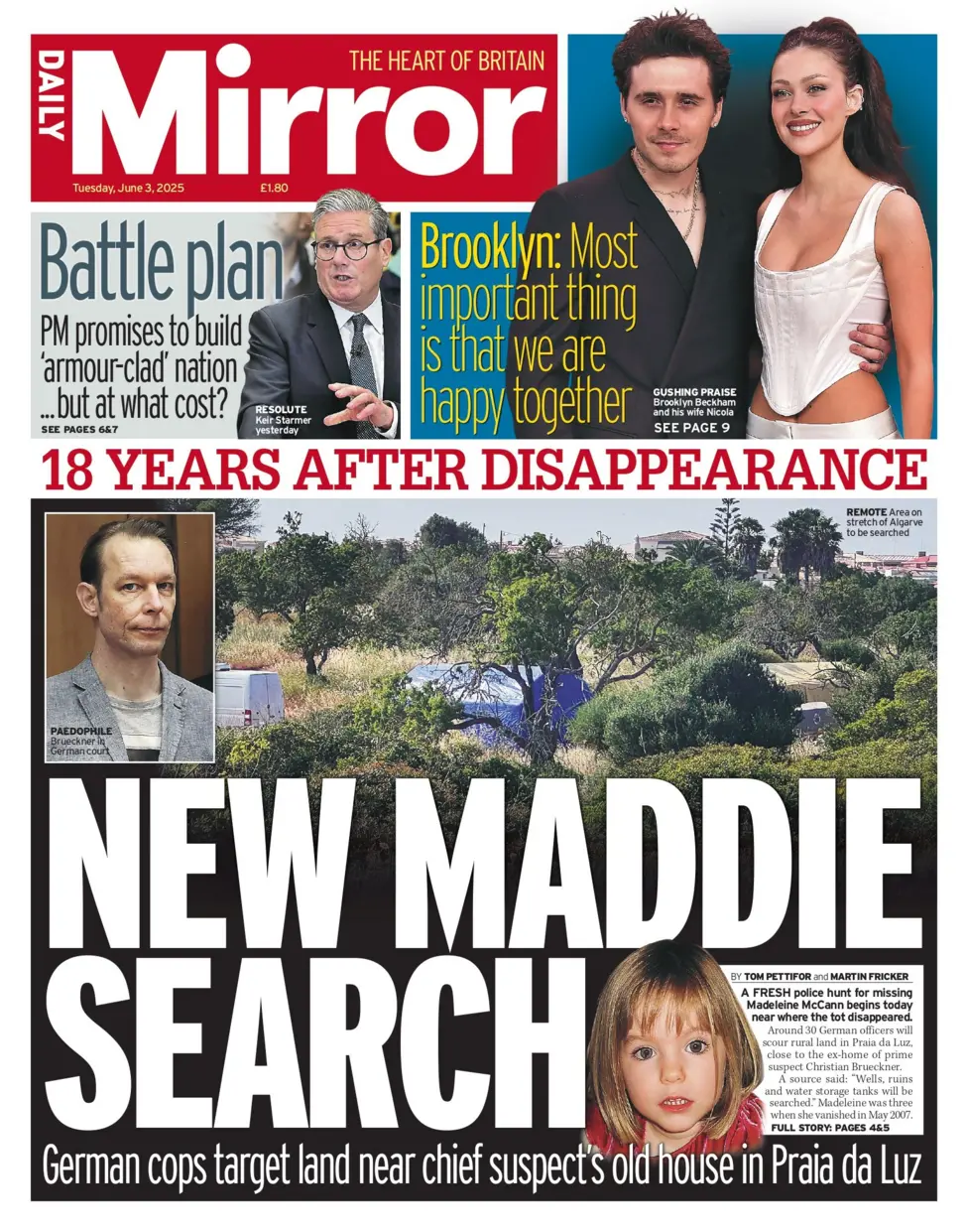 18 YEARS AFTER DISAPPEARANCE German cops target land near chief suspect's old house in Praia da Luz