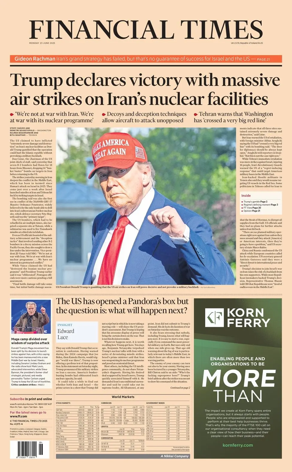Trump declares victory with massive air strikes on Iran's nuclear facilities