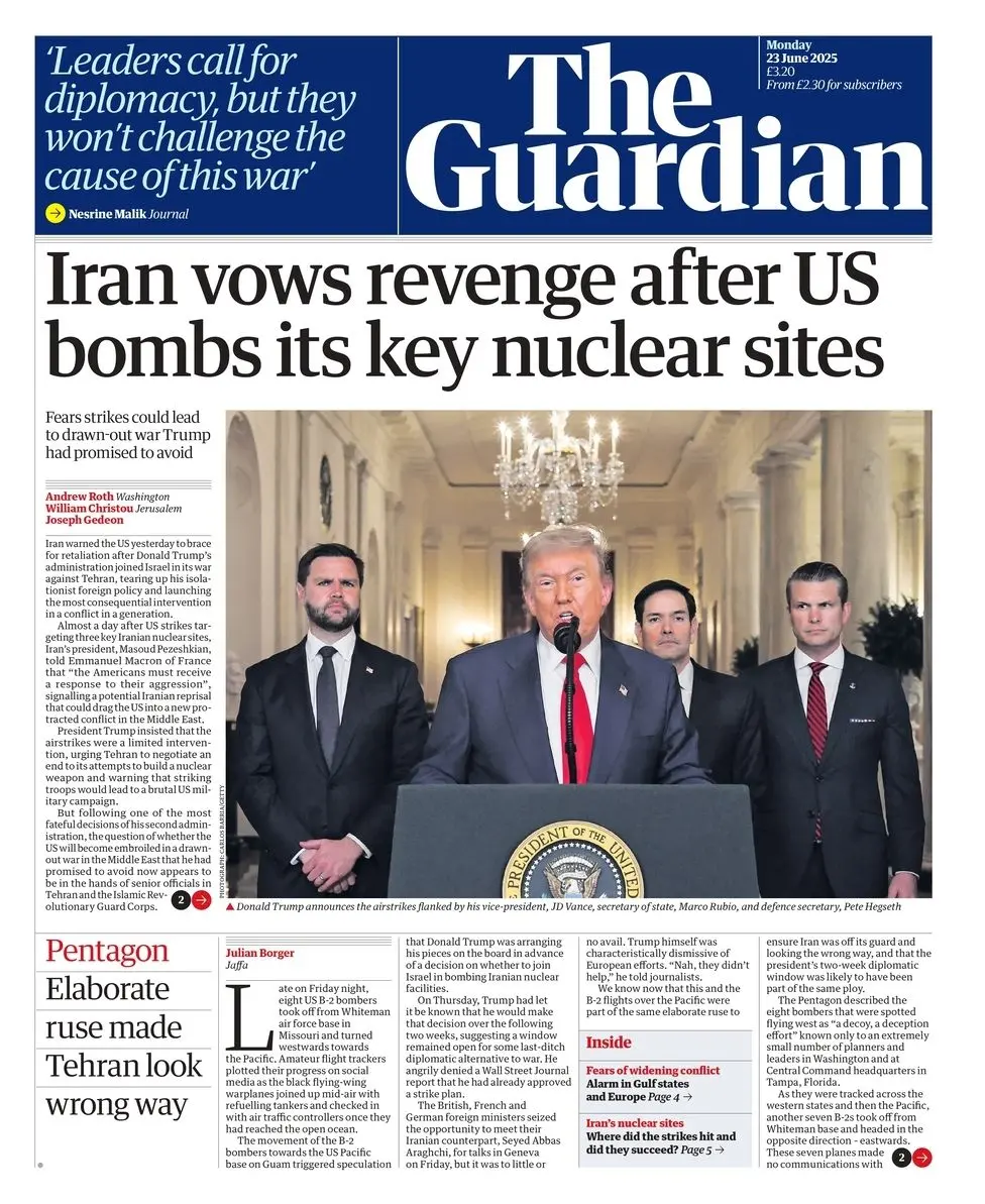 Iran vows revenge after US bombs its key nuclear sites