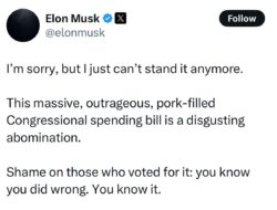 Elon Musk Tweet on X attacking Trump - Elon Musk calls Donald Trump-backed tax bill a 'disgusting abomination'