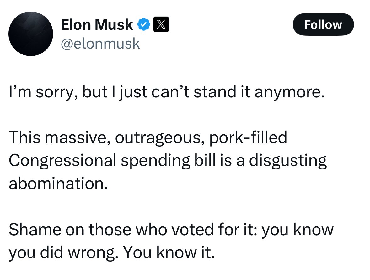 Elon Musk Tweet on X attacking Trump - Elon Musk calls Donald Trump-backed tax bill a 'disgusting abomination'