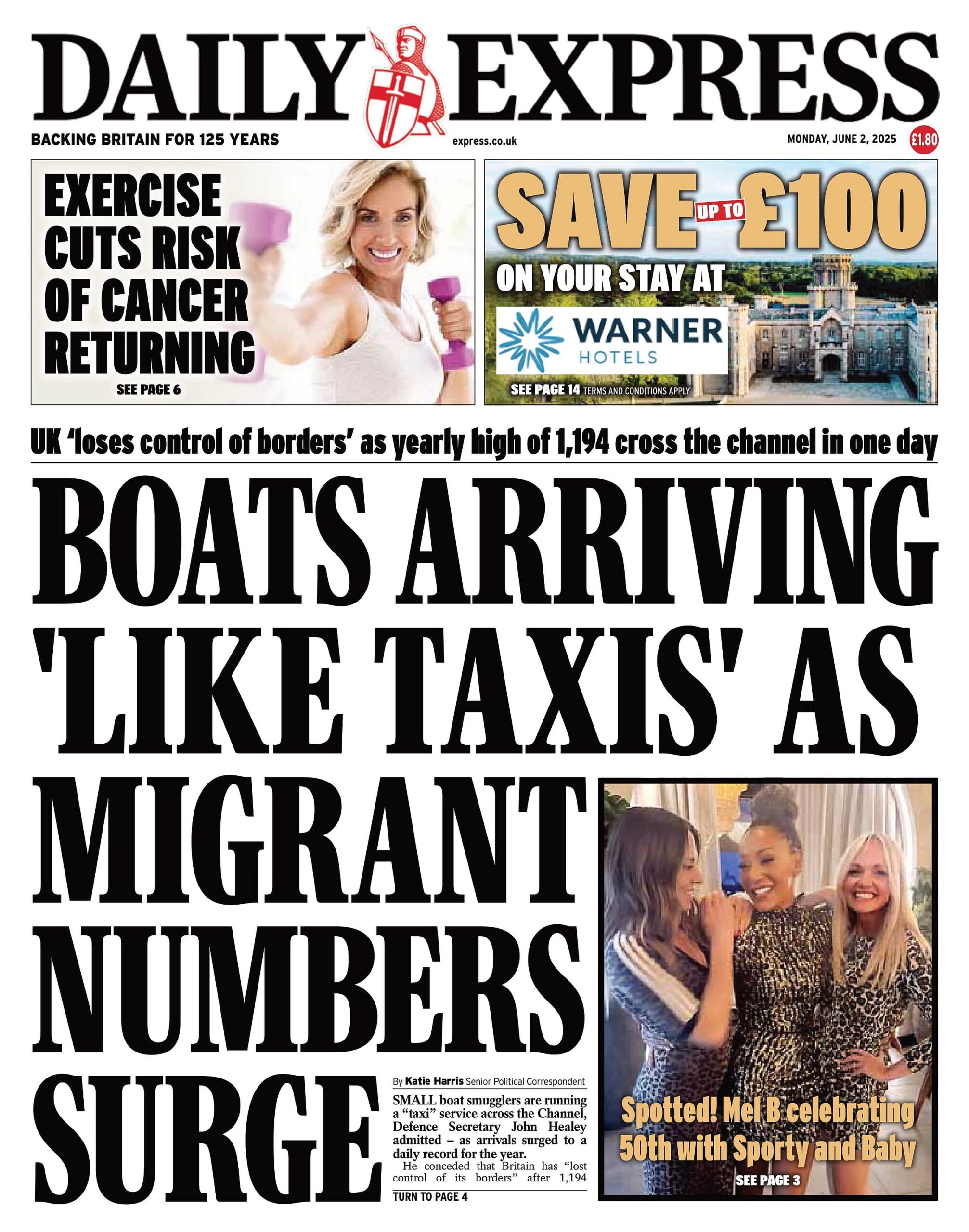 BOATS ARRIVING 'LIKE TAXIS' AS MIGRANT NUMBERS SURGE: UK 'loses control of borders' as yearly high of 1,194 cross the channel in one day