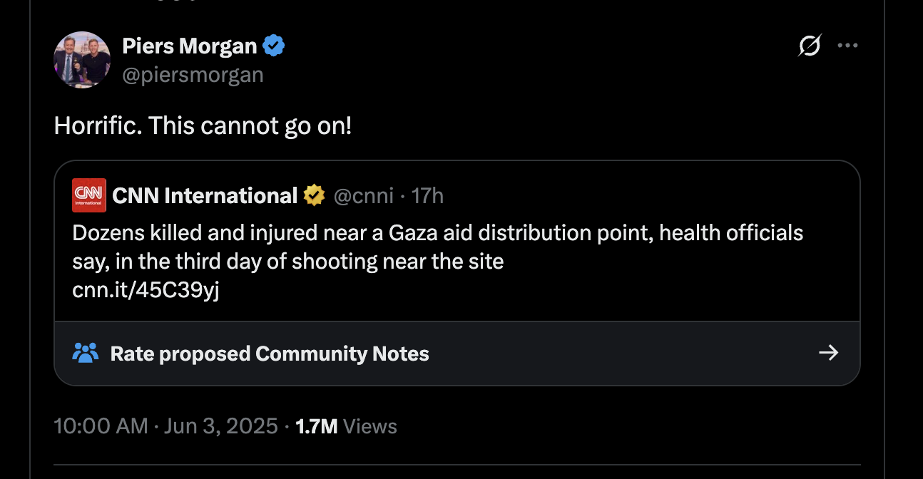 Colorado attack suspect's wife and children detained by immigration officials 1 - WTX News Breaking News, fashion & Culture from around the World - Daily News Briefings -Finance, Business, Politics & Sports News Piers Morans tweet condemning Israels war crimes in Gaza. Following the Colorado attack suspect's wife and children detained