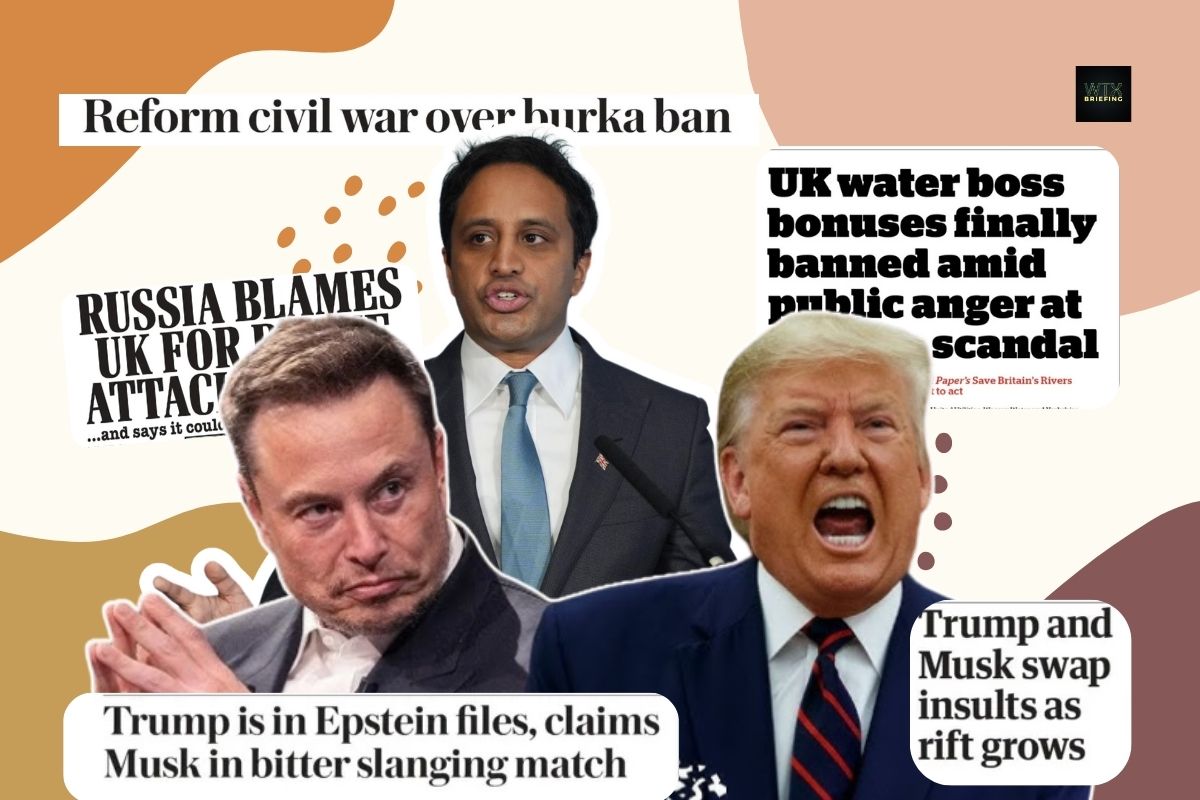 Trump-Musk feud, Reform UK chair resigns, Bonus ban for water bosses UK newspapers summarised (1)