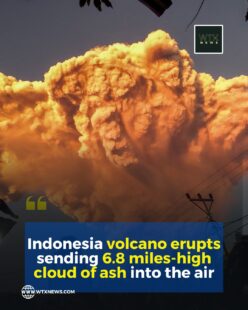 Indonesia volcano erupts sending 6.8 miles-high cloud of ash into the air
