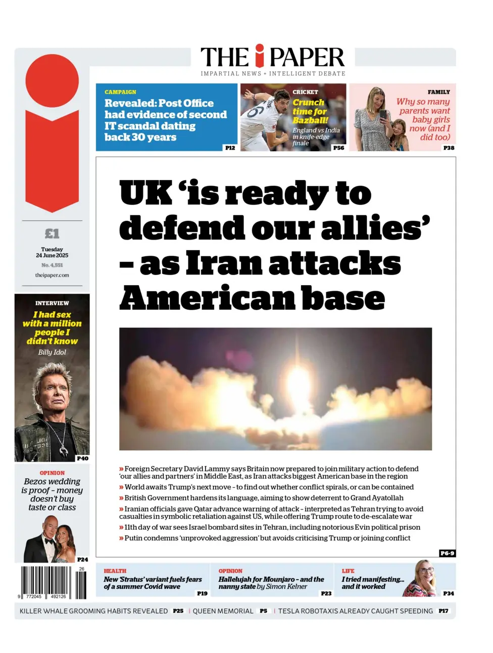 UK is ready to defend our allies - as Iran attacks American base