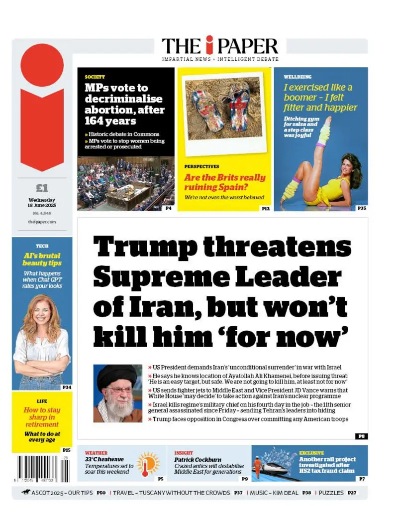 Trump threatens Supreme Leader of Iran, but won't kill him 'for now'