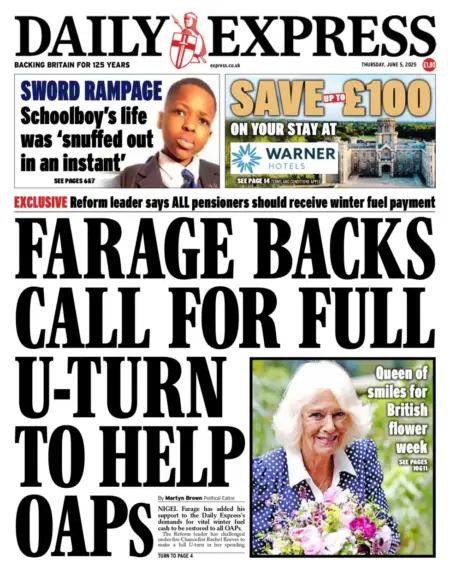 Farage backs call for full U-turn to help OAPs