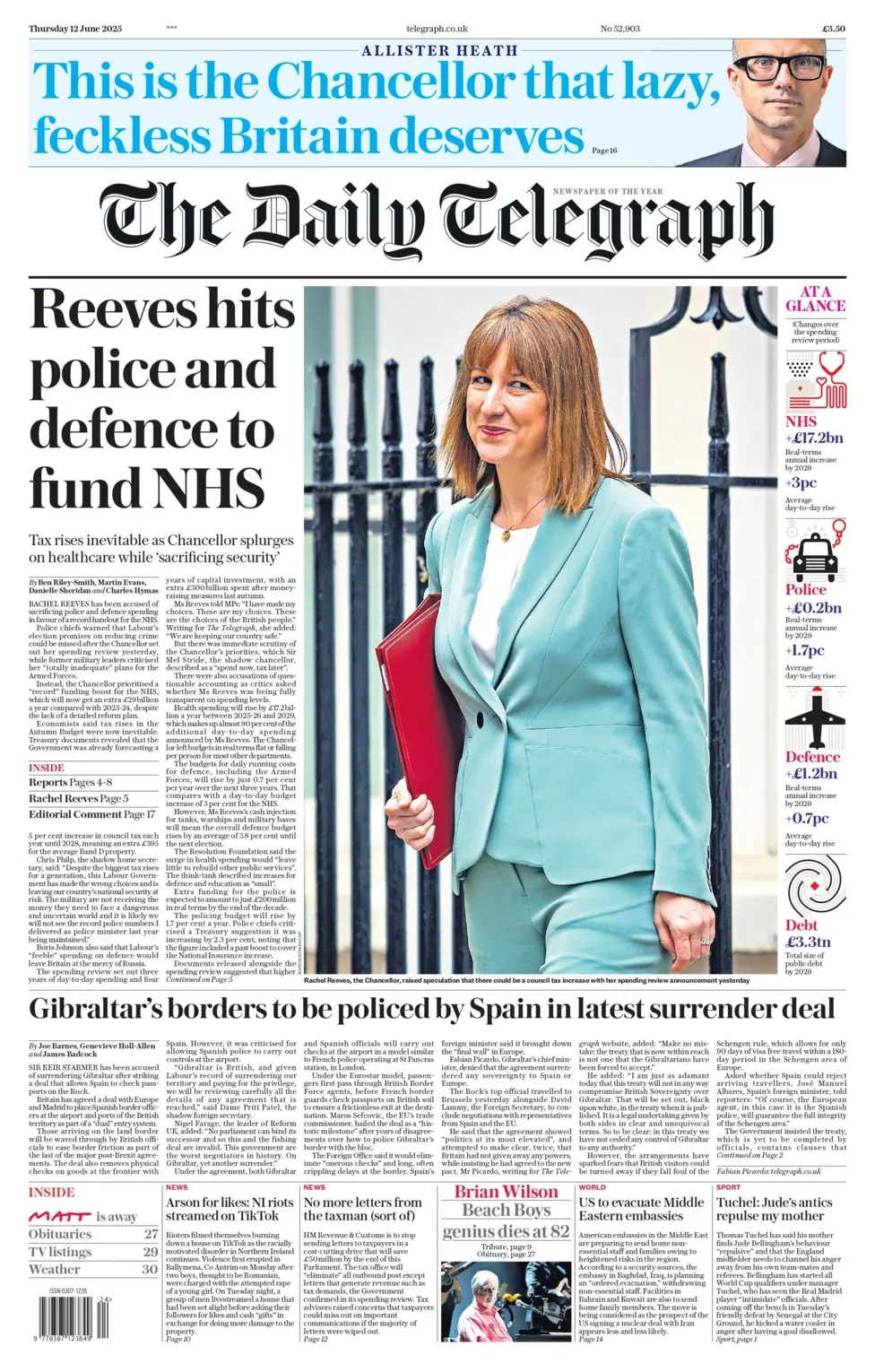 Reeves hits police and defence to fund NHS: Tax rises inevitable as Chancellor splurges on healthcare while 'sacrificing security