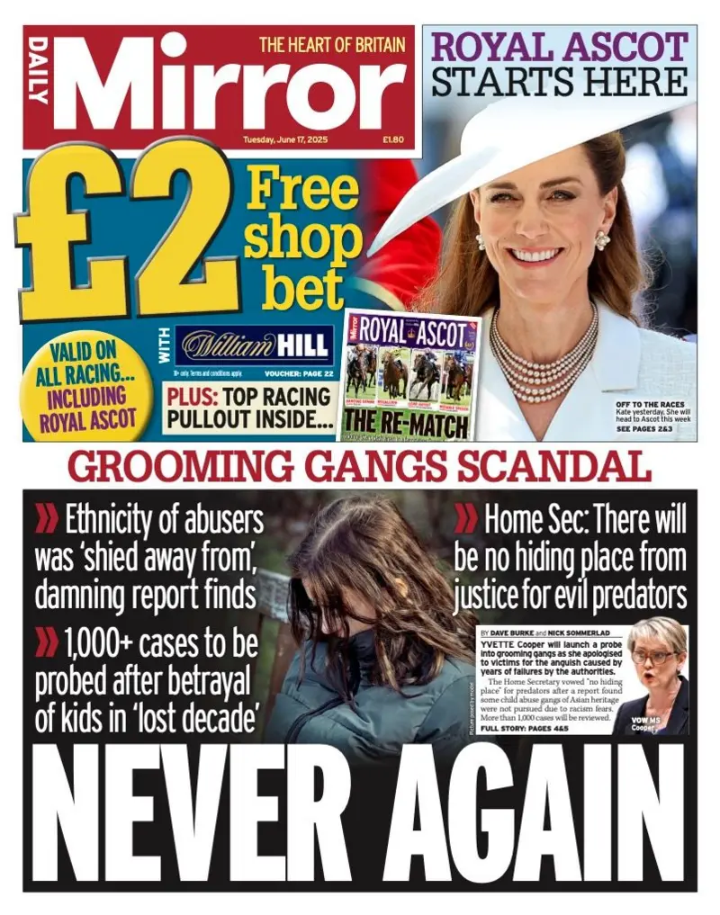 Grooming gangs scandal .... Never again says the Daily Mirror which reacts to the audit 