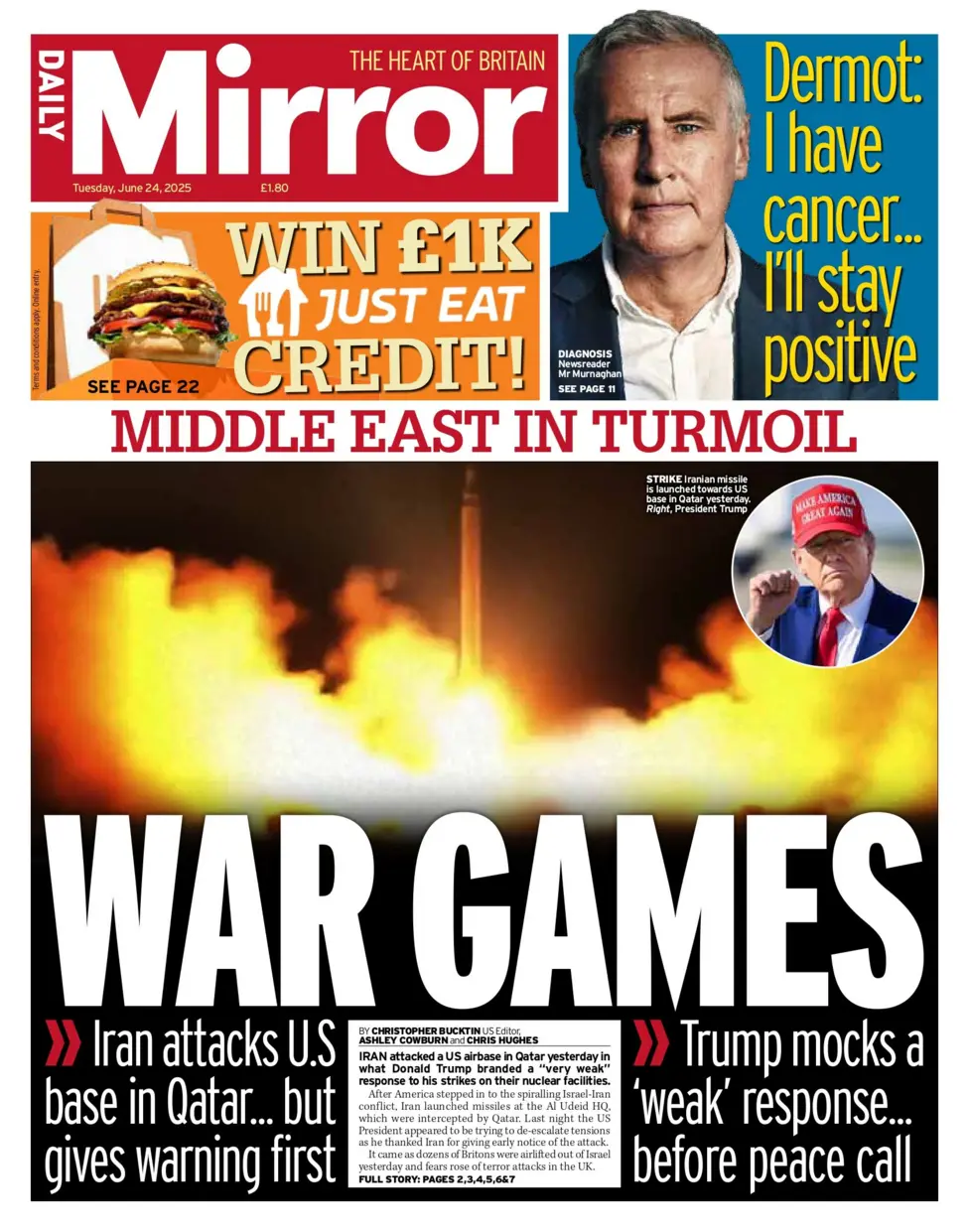 middle east in turmoil war games sasy the front page of the daily  mirror 