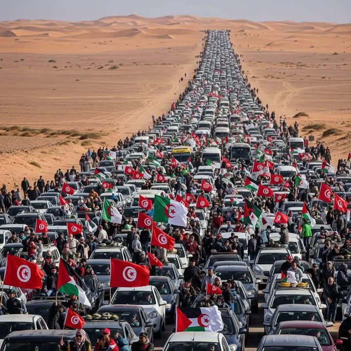 La caravane de la résistance en route vers Rafah, Gaza from Tunis
