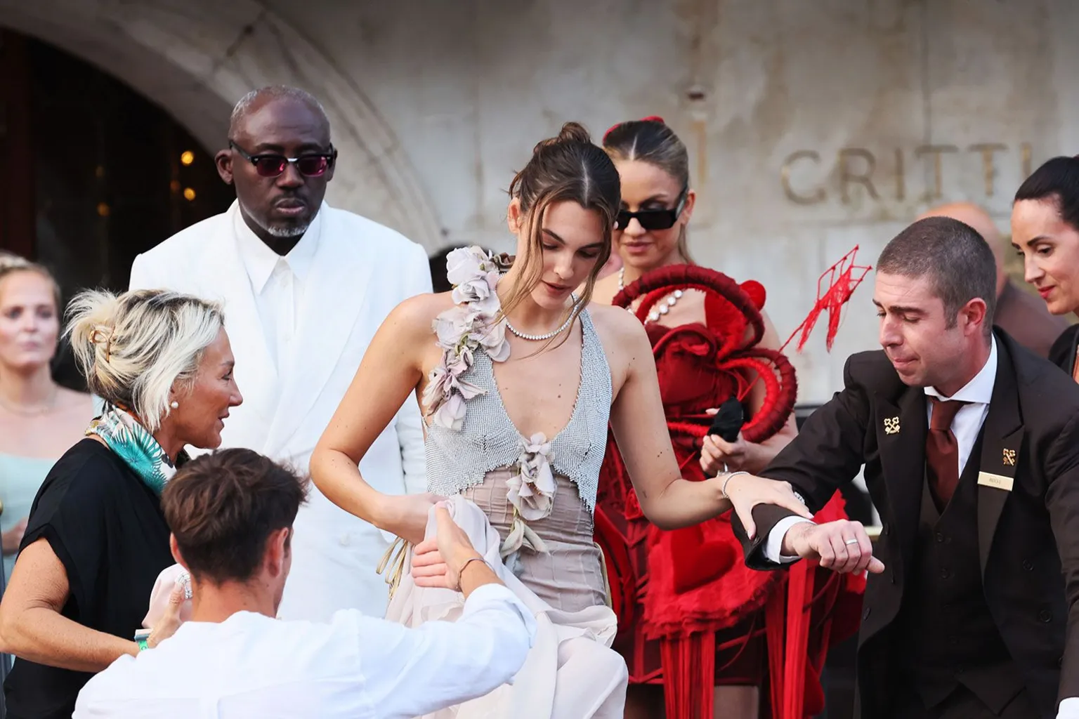 Fashion magazine editor Edward Enninful and Italian model Vittoria Ceretti in Venice