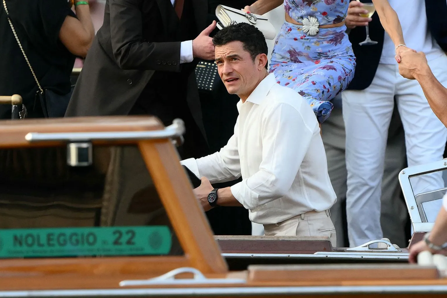 Orlando Bloom at Venice attending Jeff Bezos and Lauren Sanchez's wedding