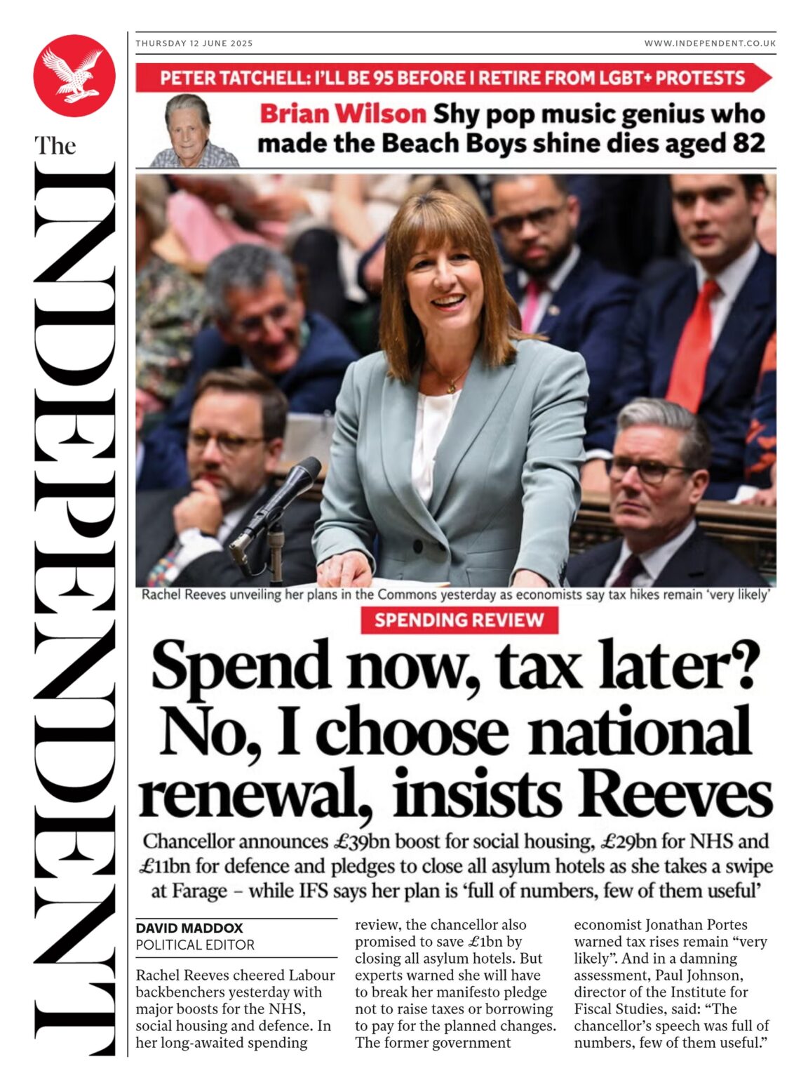 Spend now, tax later? No, I choose national renewal, insists Reeves