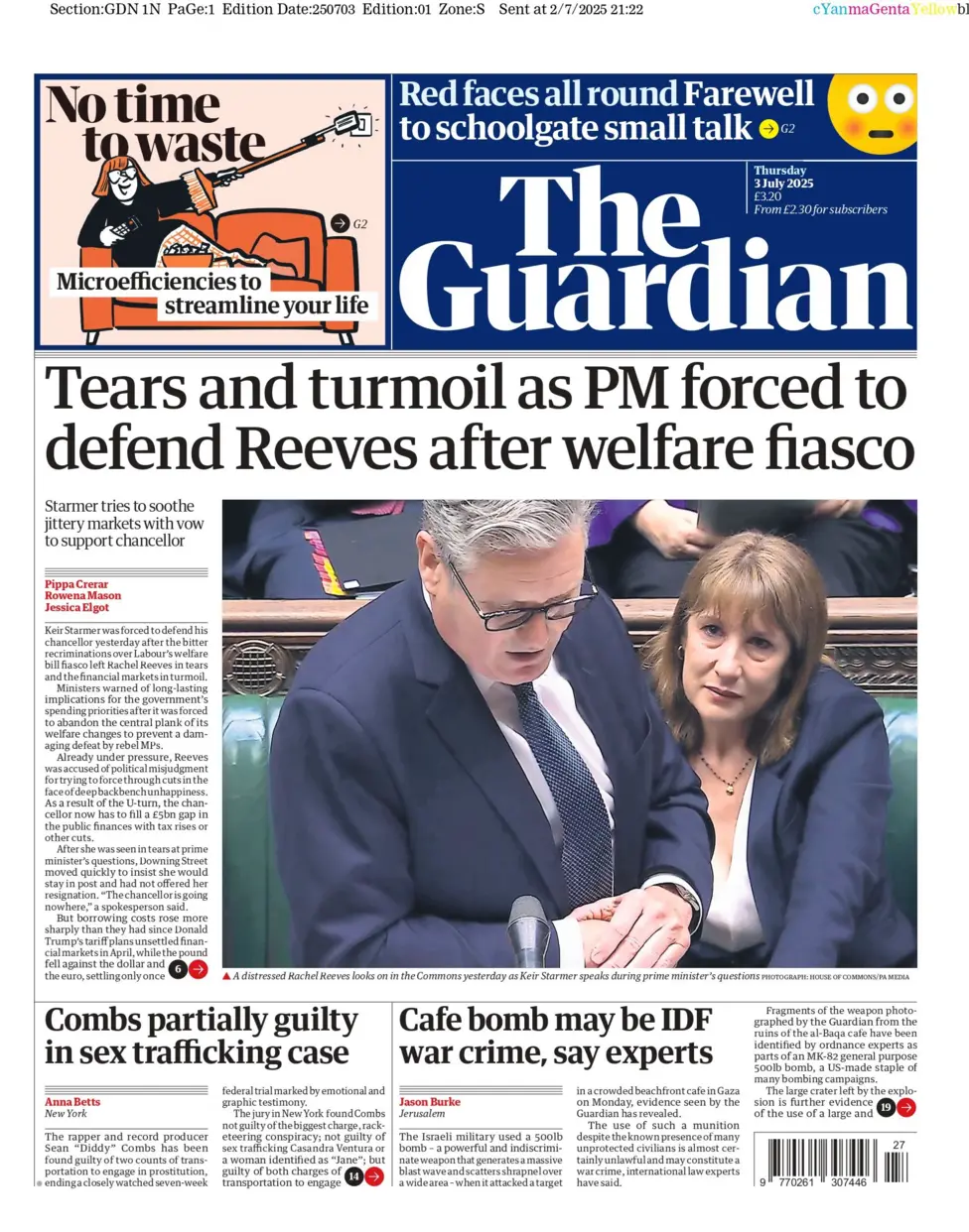 tears and turmoil as PM forced to defend Reeves after welfare fiasco