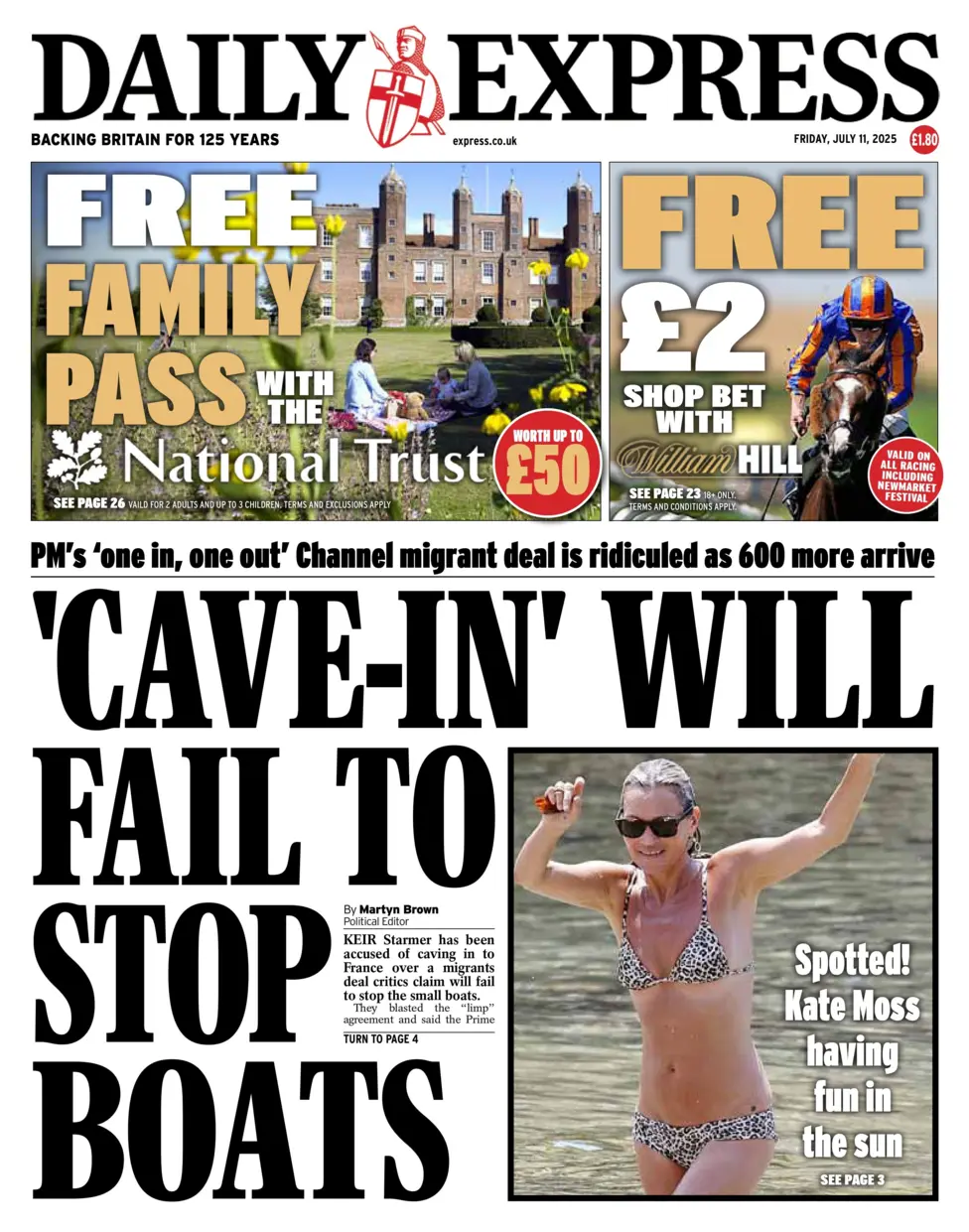 cave-in will fail to stop boats says the daily express