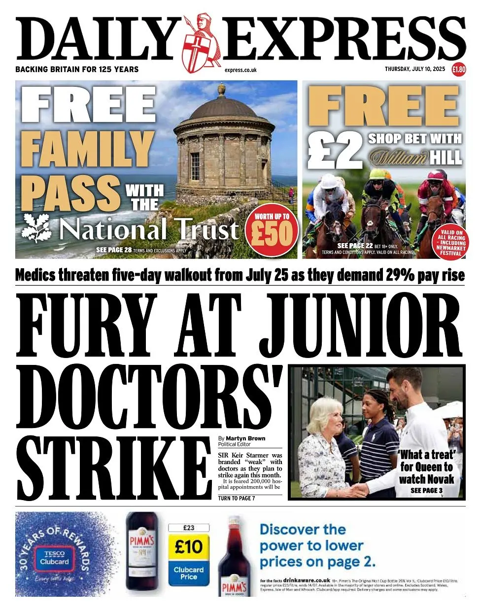 fury at junior doctors' strike says the daily express