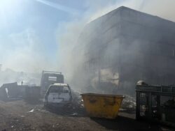 Large fire breaks out at warehouse