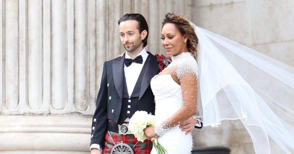 Mel B stuns in bespoke gown as she weds Rory McPhee