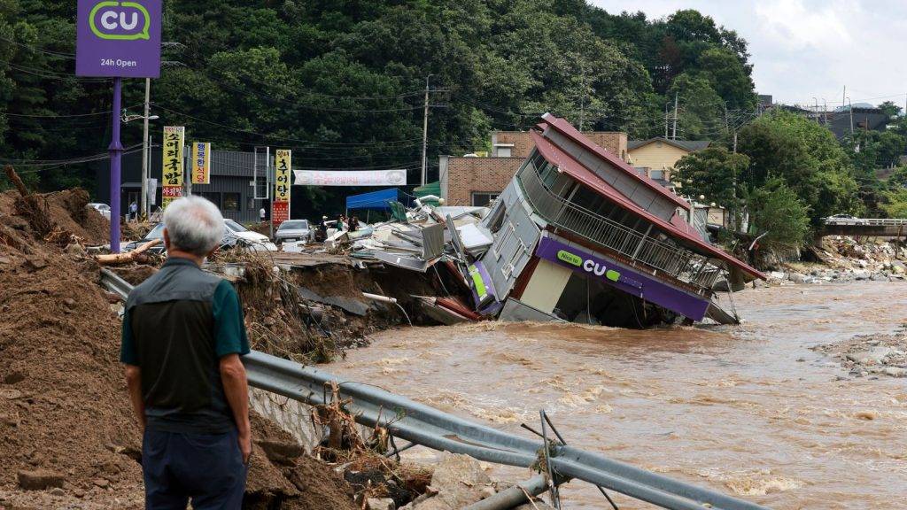 Fourteen people die in South Korea after torrential rain causes landslides and flooding