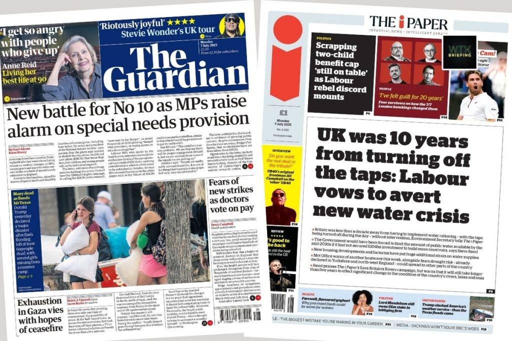 ‘PM facing fresh revolt’ & ‘20th anniversary of the 7/7 attacks’ | Monday’s newspapers