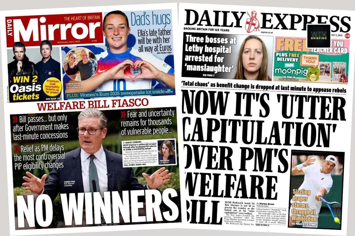 Starmer guts welfare reform to avert defeat in Commons | Wednesday’s newspapers 
